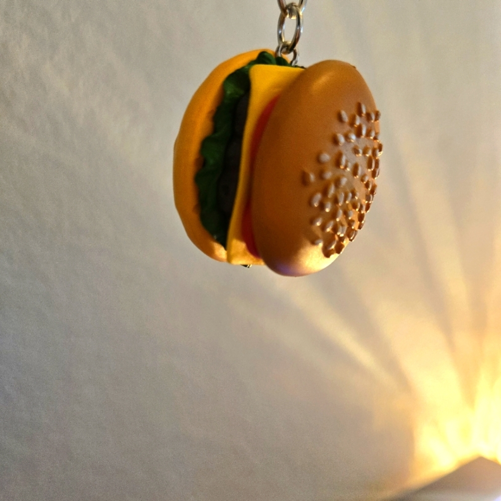 Hamburger with Cheese Key Chain Lettuce, Tomato Burger - Keychain/Bag Charm